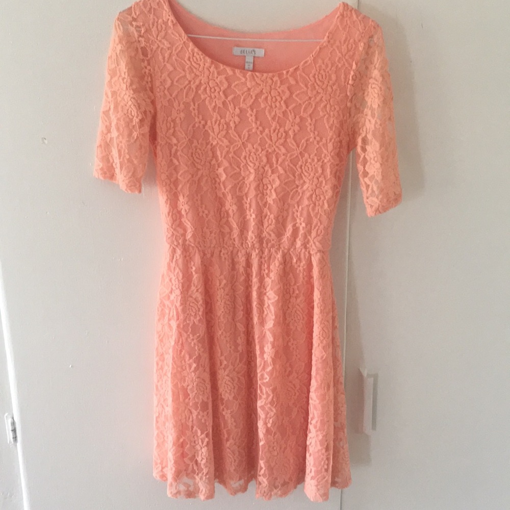 Coral lace dress